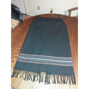 Size 12 Dressbarn Fringe Hem Maxi Skirt Rear Slit Black Red White Yellow Blue